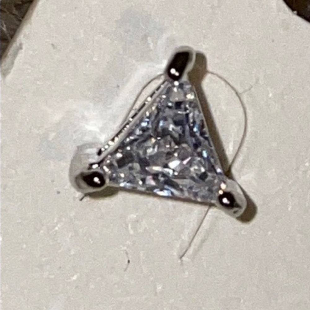 Trillion cut cubic zirconia studs in silver tone